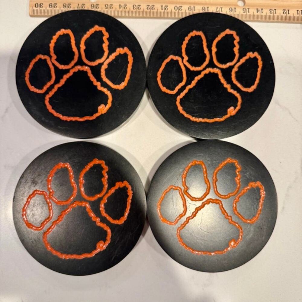 Clemson Tiger Paw Coasters Black Orange Set of 4